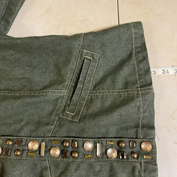 Ruby Rd. Green Rhinestone Denim Jean Jacket 10 - Picture 11 of 11